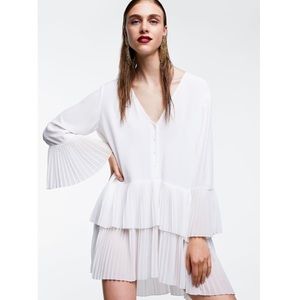 Zara Woman pleated ruffled flowy dress tunic
